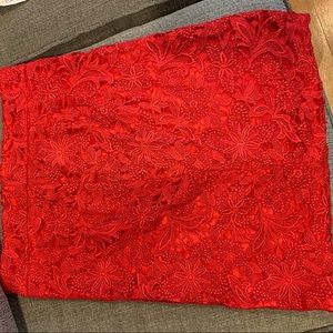 Red floral lace skirt